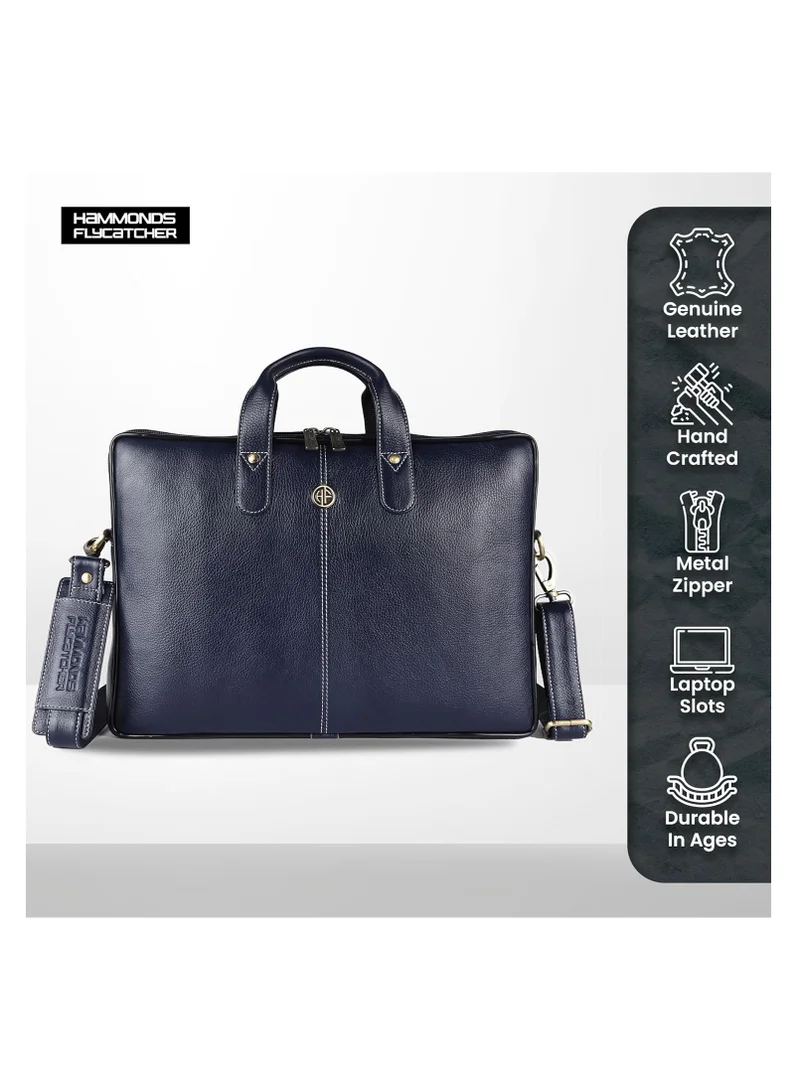 Hammonds Flycatcher  Leather Laptop Bag for Men - Office Bag, Royal Blue - Fits Up to 14/15.6 Inch Laptop/MacBook - Laptop Messenger Bags/Leather Bag for Men with Adjustable Shoulder Strap | LB106BU (1WS5)  | Best Price UAE