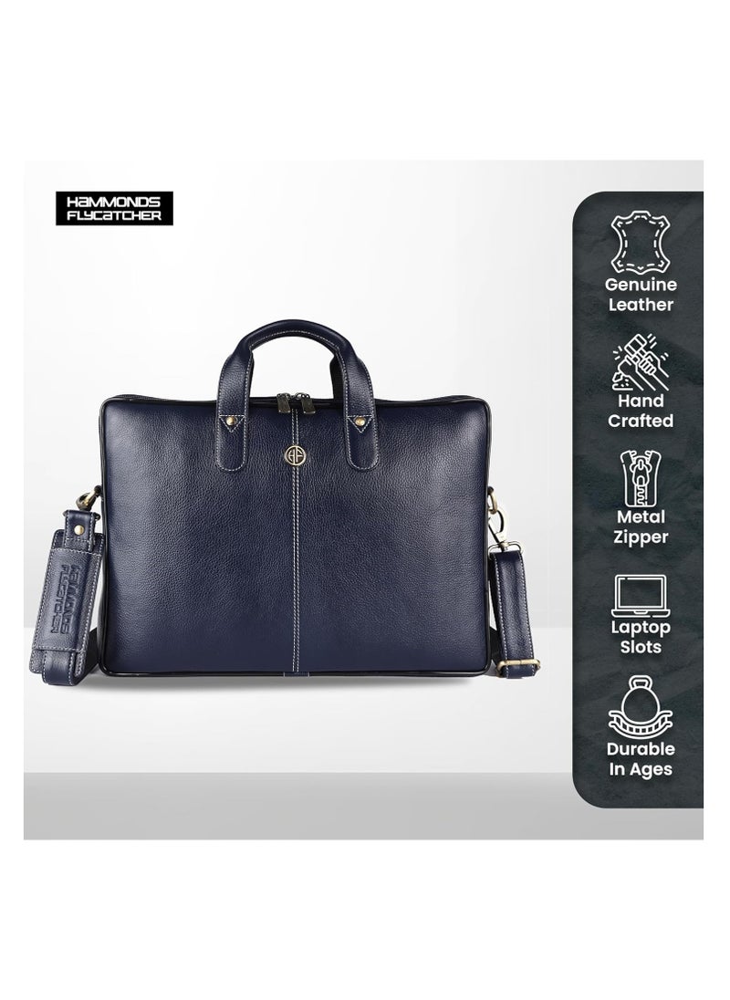 HAMMONDS FLYCATCHER Leather Laptop Bag for Men - Office Bag, Royal Blue - Fits Up to 14/15.6 Inch Laptop/MacBook - Laptop Messenger Bags/Leather Bag for Men with Adjustable Shoulder Strap | LB106BU (1WS5)  - Image 3