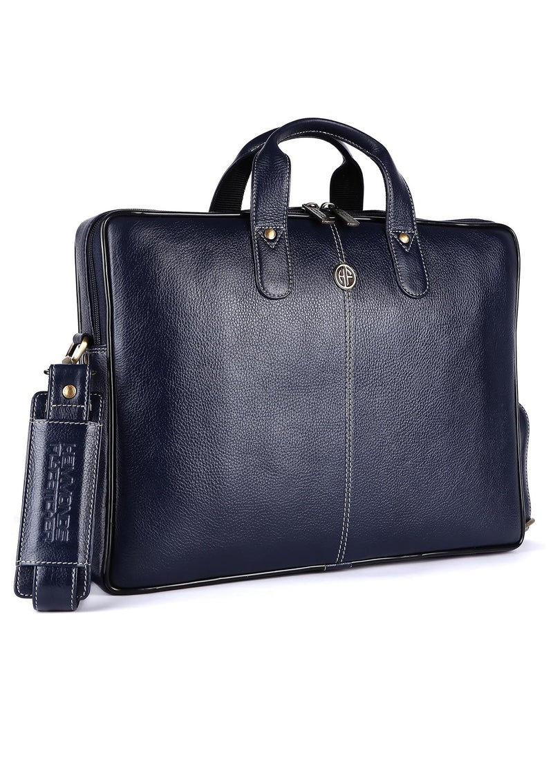 HAMMONDS FLYCATCHER Leather Laptop Bag for Men - Office Bag, Royal Blue - Fits Up to 14/15.6 Inch Laptop/MacBook - Laptop Messenger Bags/Leather Bag for Men with Adjustable Shoulder Strap | LB106BU (1WS5)  - Image 1