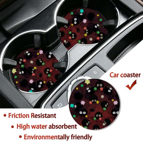 DGDRHZ Anime License Plate Frames，Anime Car Accessories for Women and Men ，Cute Soot Sprites License Plate Holder，Aluminum License Plate Frame Fits Standard US Vehicles Size 12.2 x 6 Inch (Black 01-2pcs) - Image 3