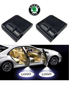 Car Door Light Logo Projector LED Car Light Logo 3D Ghost Shadow Light Upgraded Welcome Courtesy Projector for SKODA 2 PCS - Black
