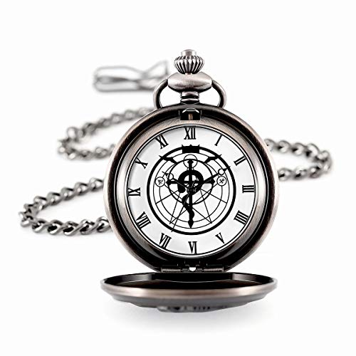 BoShiYa Fullmetal Alchemist Pocket Watch with Chain Vintage Quartz Pocket Watch for Cosplay Accessories Anime Merch - Image 2
