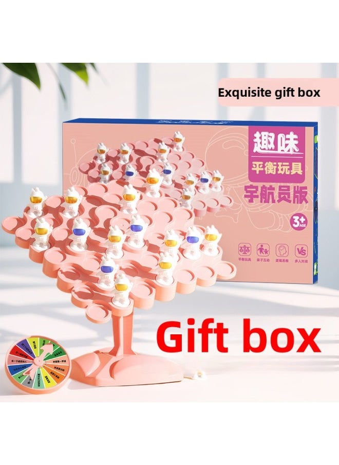 null - Balance Spaceman Jenga Toy Tree TikTok Astronaut Intelligence Puzzle Desktop Double Game Same Style Wholesale-Color:English Color Box: 60 Pink Spaceman + Dice - Image 1