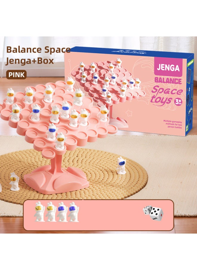 null - Balance Spaceman Jenga Toy Tree TikTok Astronaut Intelligence Puzzle Desktop Double Game Same Style Wholesale-Color:English Color Box: 60 Pink Spaceman + Dice - Image 1