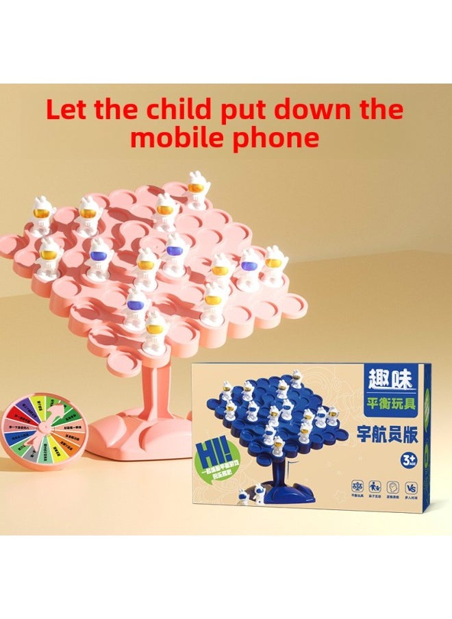 null - Balance Spaceman Jenga Toy Tree TikTok Astronaut Intelligence Puzzle Desktop Double Game Same Style Wholesale-Color:English Color Box: 60 Pink Spaceman + Dice - Image 1