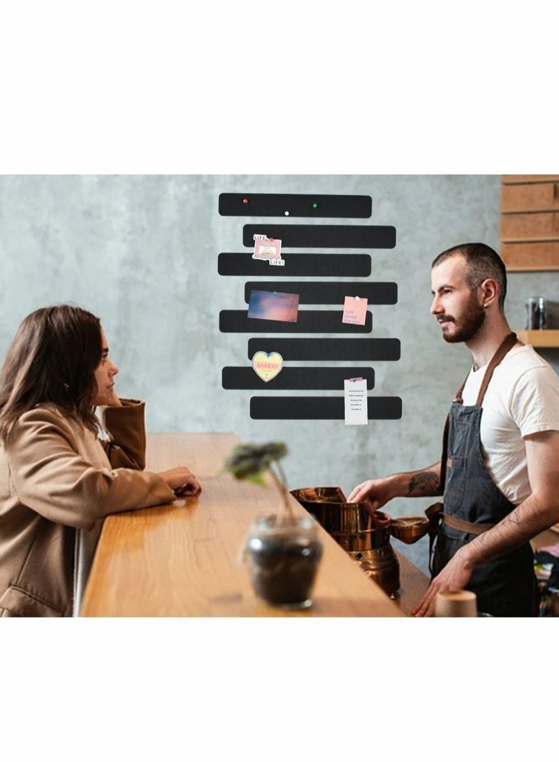 SOLARAE 8 Pcs Black Felt Pin Board Bar Strips with 35 Pushpins, Self-Adhesive Lightweight Bulletin Board Bar Strips No Damage for Wall,for Paste Notes, Photos, Schedules, Announcements - Image 4