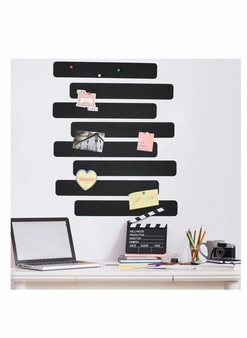 SOLARAE 8 Pcs Black Felt Pin Board Bar Strips with 35 Pushpins, Self-Adhesive Lightweight Bulletin Board Bar Strips No Damage for Wall,for Paste Notes, Photos, Schedules, Announcements - Image 3