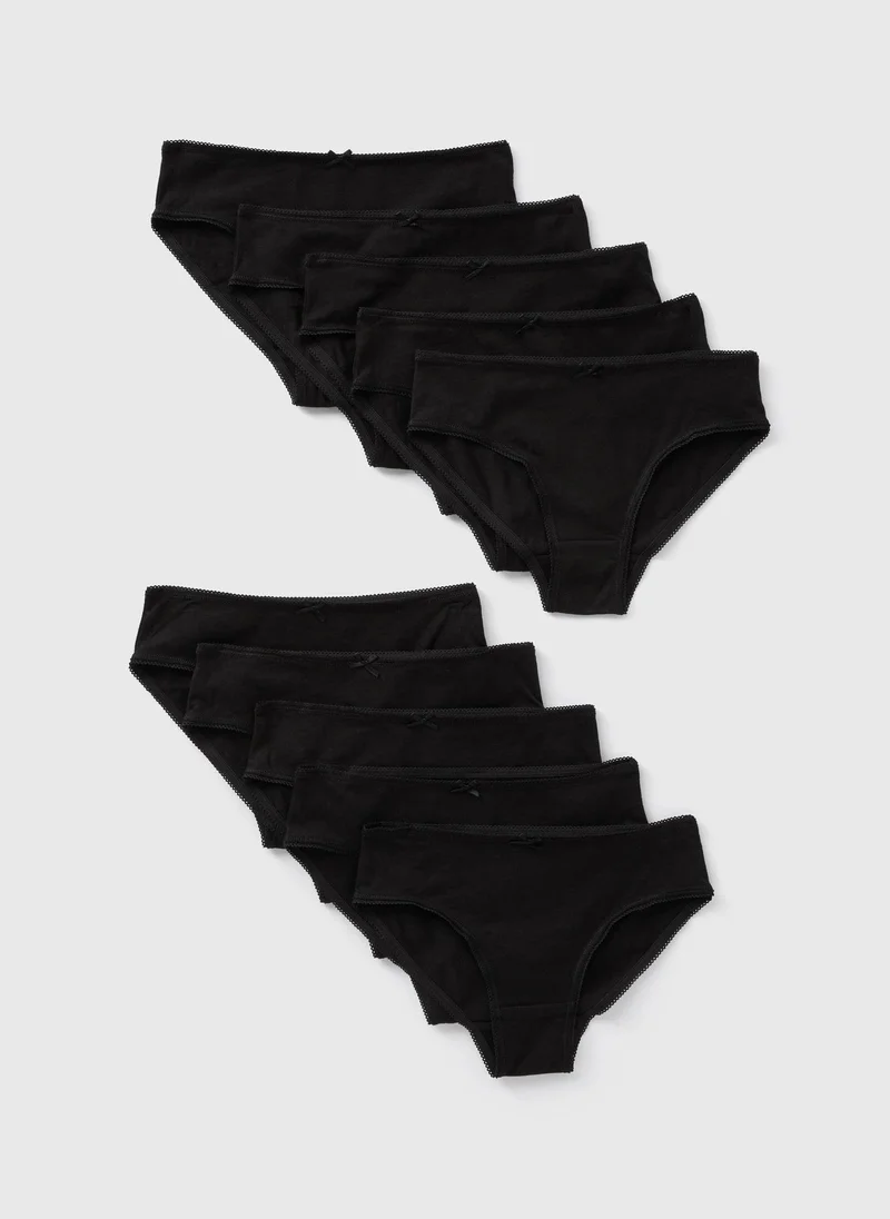 Matalan Girls 10 Pack Black Briefs