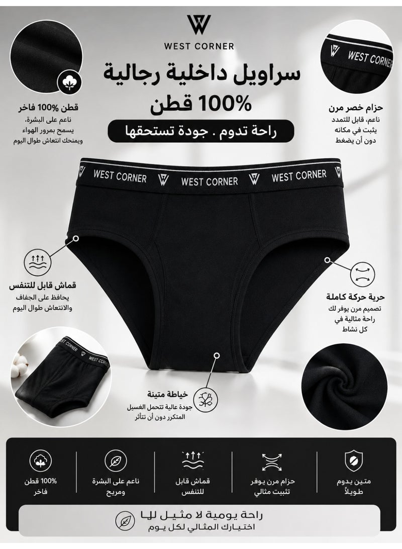 ويست كونر ويست كورنر سروال داخلي رجالي سليب قطن 100% باللون الأسود – مقاس XS – بتقنية كوتون فليكس، خامة فائقة النعومة وجيدة التهوية، حزام خصر مرن لراحة تدوم طوال اليوم - Image 5