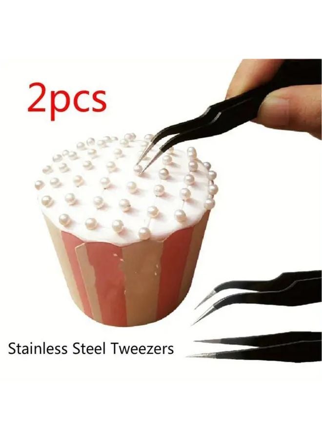2Pcs Anti Static Stainless Steel Tweezers For Baking Cake Decorating - Image 1