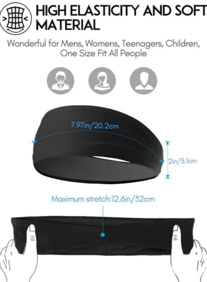 Sports Headbands, Sports Headbands for Men Women (2 Pack), Moisture Wicking Sweat Band Elastic Wide Hair Bands, Running, Cycling, Basketball, Gym Exercise, Football - Image 5