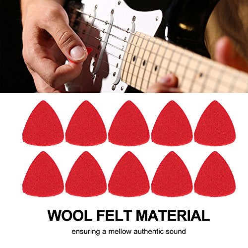 Dilwe 10Pcs Felt Picks, Wool Felt Picks Plectrums for Guitar Ukulele, Red - Image 2