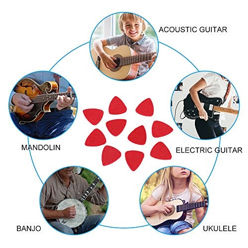 Dilwe 10Pcs Felt Picks, Wool Felt Picks Plectrums for Guitar Ukulele, Red - Image 3
