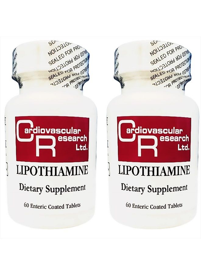 Cardiovascular Research Thiamine B1 Supplement 120 Tablets - Vitamin B1 Lipothiamine Now with Alpha Lipoic Acid - Two 60 Tab Bottles - Image 1