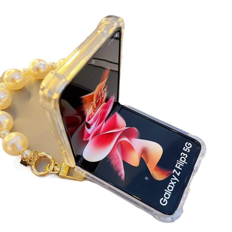 Protective Case | Diamond Inlay | Aurora Anti-drop Long Pearl Acrylic | Drop Protection | Shockproof Cover for Samsung Galaxy Z Flip 6 - Image 5