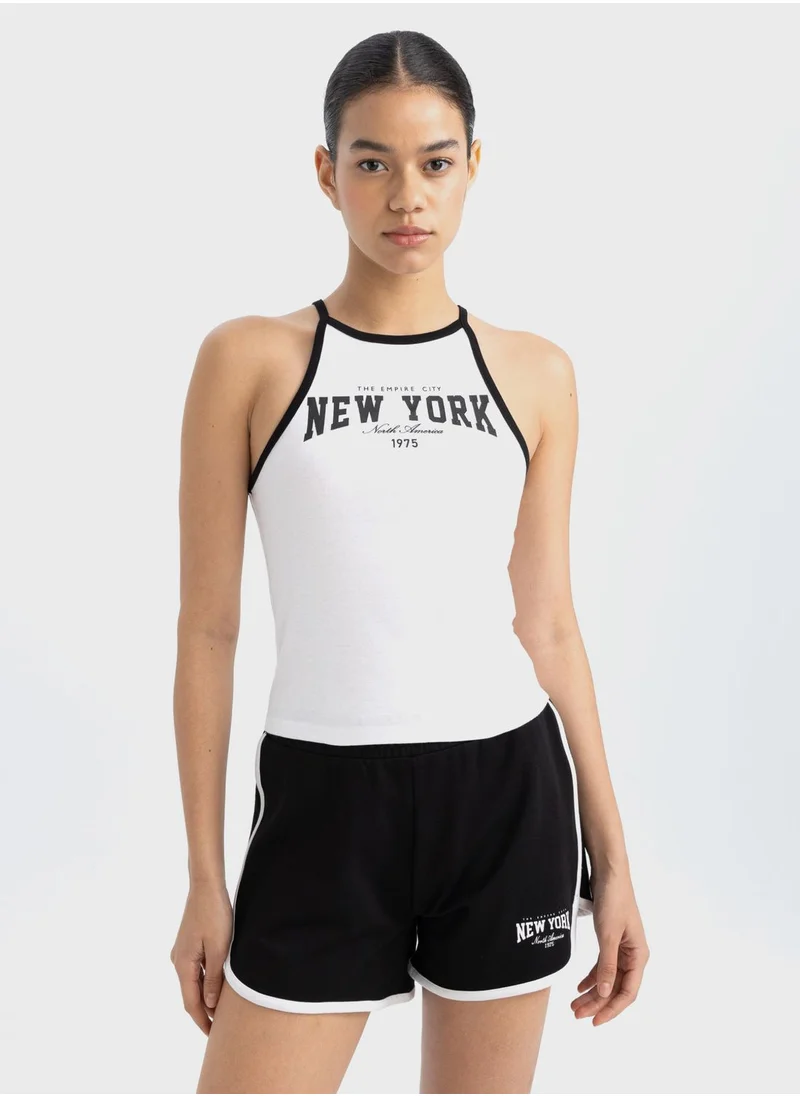 ديفاكتو Crop Top Ribana Crew Neck Sleeveless Undershirt