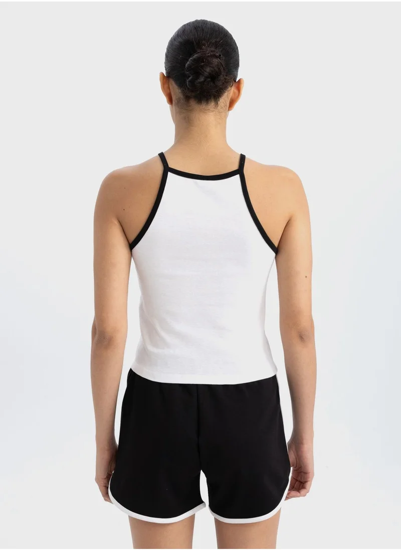 ديفاكتو Crop Top Ribana Crew Neck Sleeveless Undershirt