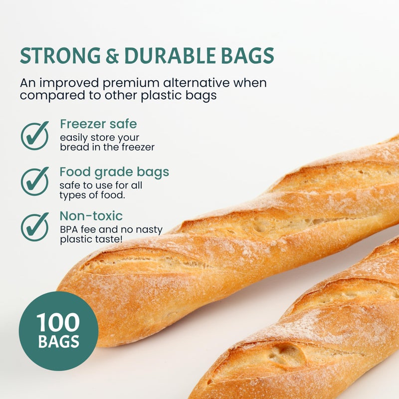 FUNSTITUTION Plastic Bread Bags for Homemade Bread (6x28 inch)- Clear Baguette Bag with Ties For An Airtight Moisture-free Preservation and Storage - Image 2