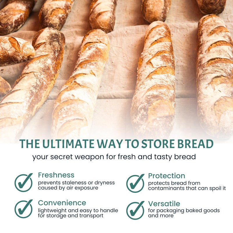 FUNSTITUTION Plastic Bread Bags for Homemade Bread (6x28 inch)- Clear Baguette Bag with Ties For An Airtight Moisture-free Preservation and Storage - Image 3