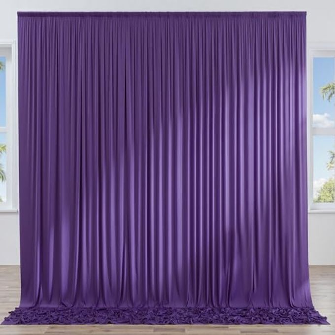 NSSONBEN 10Ft X 10Ft Wrinkle Free Purple Backdrop Curtain For Parties, Polyester Backdrop Drapes Panels 2 Panels 5X10Ft For Photography Background Wedding Birthday Baby Shower Mermaid Party - Image 1