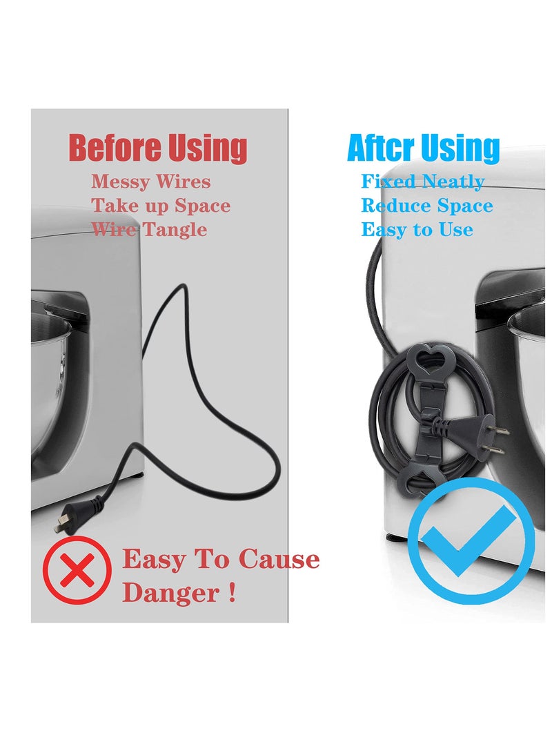 Y&D 4 PCS Kitchen Appliance Cord Winder Set, Self Adhesive Organizer with Spare Double-Sided Tapes, Organiser Cable for Appliances (Black, Grey)  - Image 4