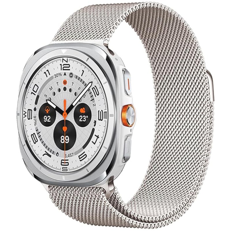 Vurtboly Milanese Stainless Steel Band Compatible with Samsung Galaxy Watch 7 Ultra 2024, Magnetic Loop Mesh Strap - Image 1