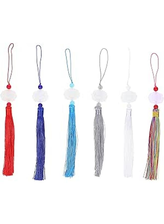 18 Pcs Handmade Fan Tassel Pendants Multi Color Retro Lotus Design DIY Crafts Accessories - Image 1