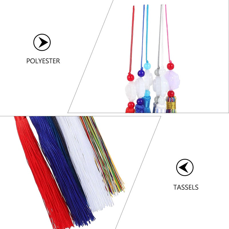 18 Pcs Handmade Fan Tassel Pendants Multi Color Retro Lotus Design DIY Crafts Accessories - Image 4