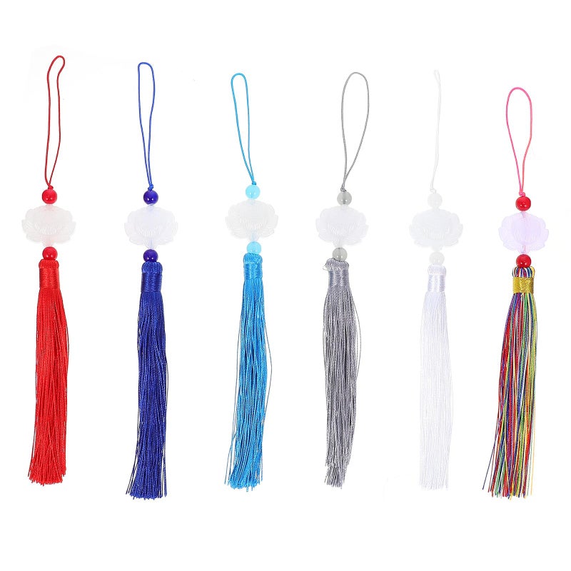 18 Pcs Handmade Fan Tassel Pendants Multi Color Retro Lotus Design DIY Crafts Accessories - Image 2