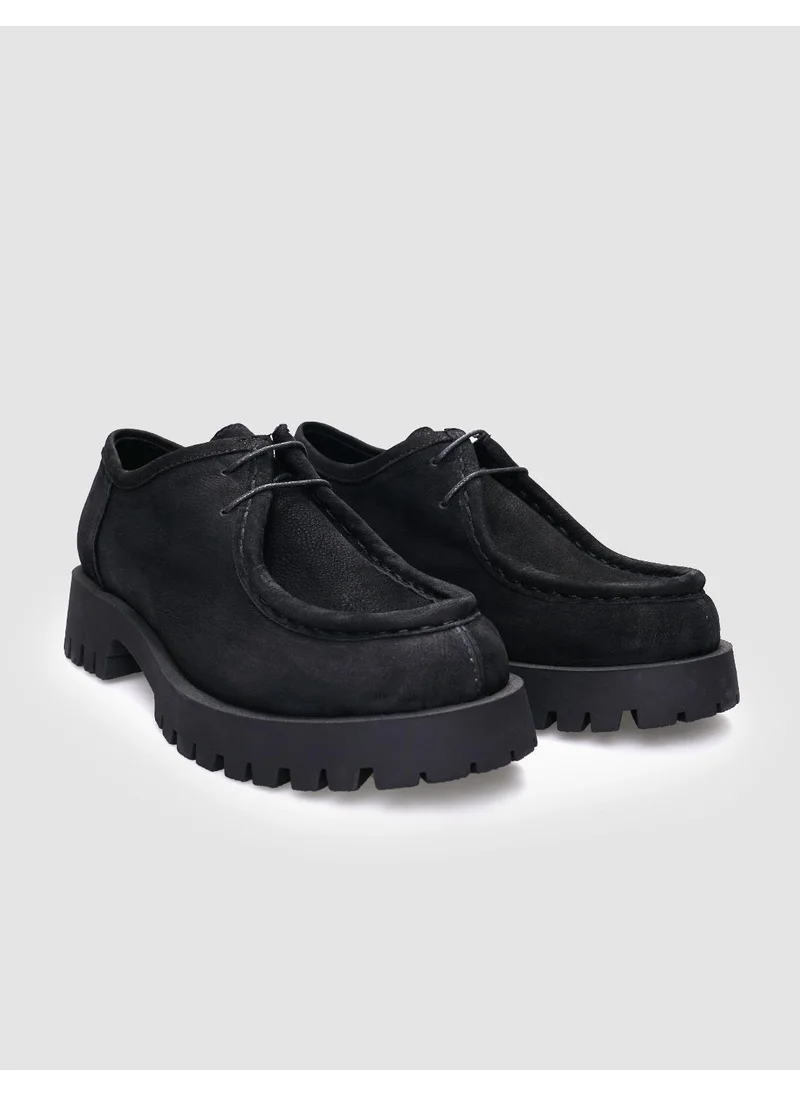 Cabani 100% Genuine Leather Black Nubuck Lace-Up Women's Casual Shoes