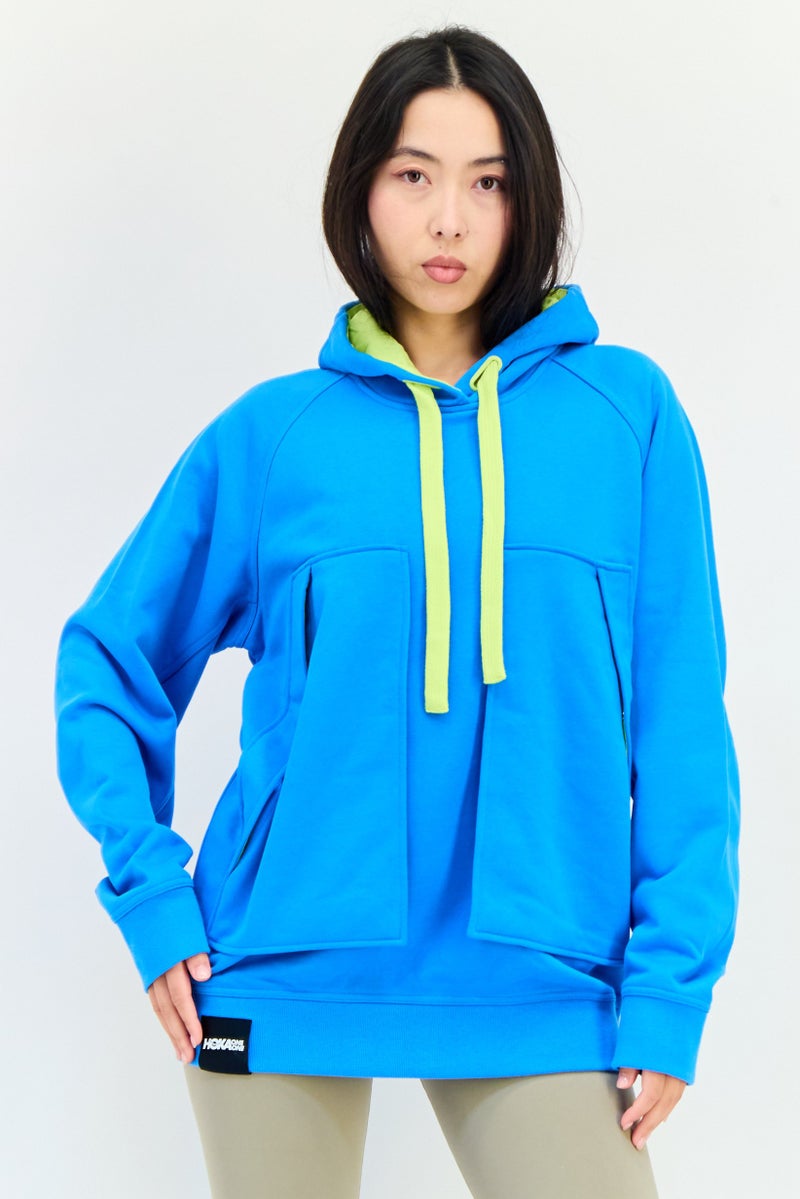 Hoka Women Sportswear Fit Long Sleeves Outdoor Hoodie, Blue  - Image 1