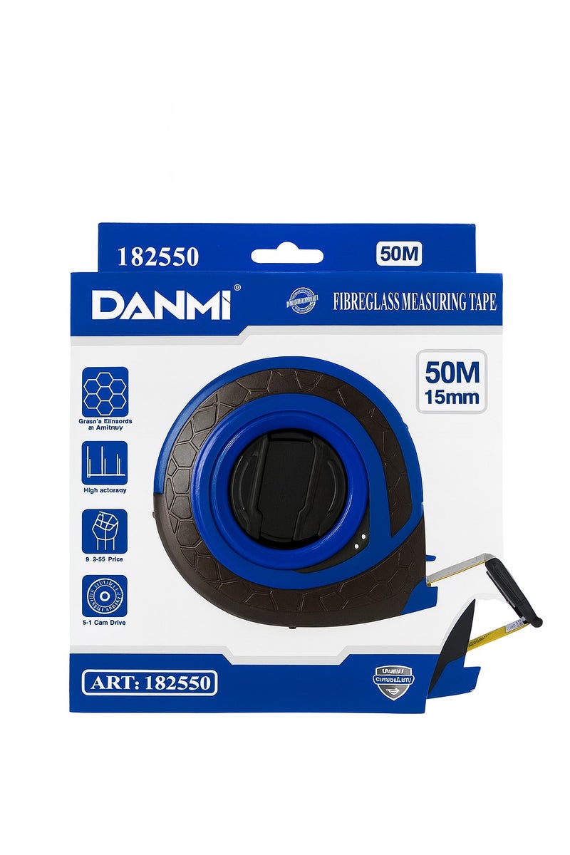 DANMI Professional Fiberglass Measuring Tape 50m x 15mm – Water & Impact Resistant – High Accuracy – Model No. ART:182550 - Image 1