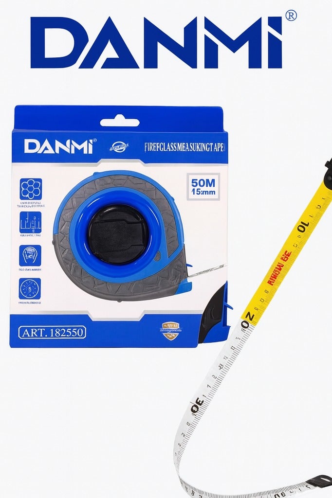 DANMI Professional Fiberglass Measuring Tape 50m x 15mm – Water & Impact Resistant – High Accuracy – Model No. ART:182550 - Image 3