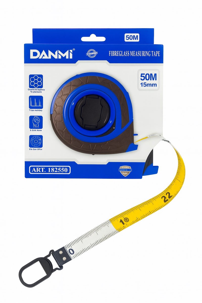 DANMI Professional Fiberglass Measuring Tape 50m x 15mm – Water & Impact Resistant – High Accuracy – Model No. ART:182550 - Image 4
