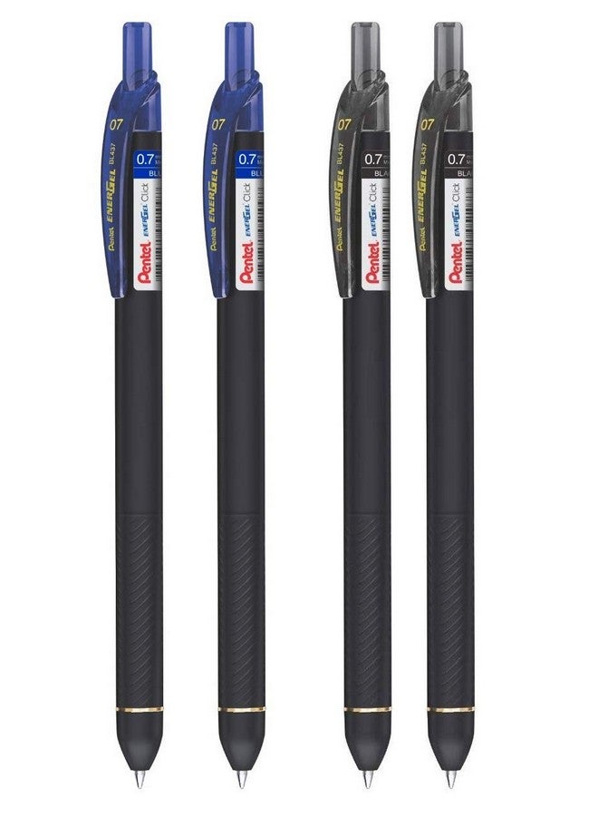 بنتل قلم جل Pentel EnerGel Click Roller - عبوة من 4 أقلام (2 قلم أزرق + 2 قلم أسود) - Image 1