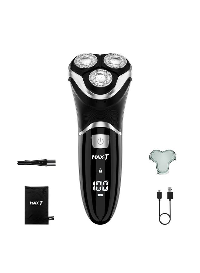 MAX-T Electric Shaver Razor for Men, MAX-T Quick Rechargeable Wet Dry Rotary Shaver with Pop Up Trimmer and LED Display, IPX7 100% Waterproof (8101 with USB Cable) - Image 1
