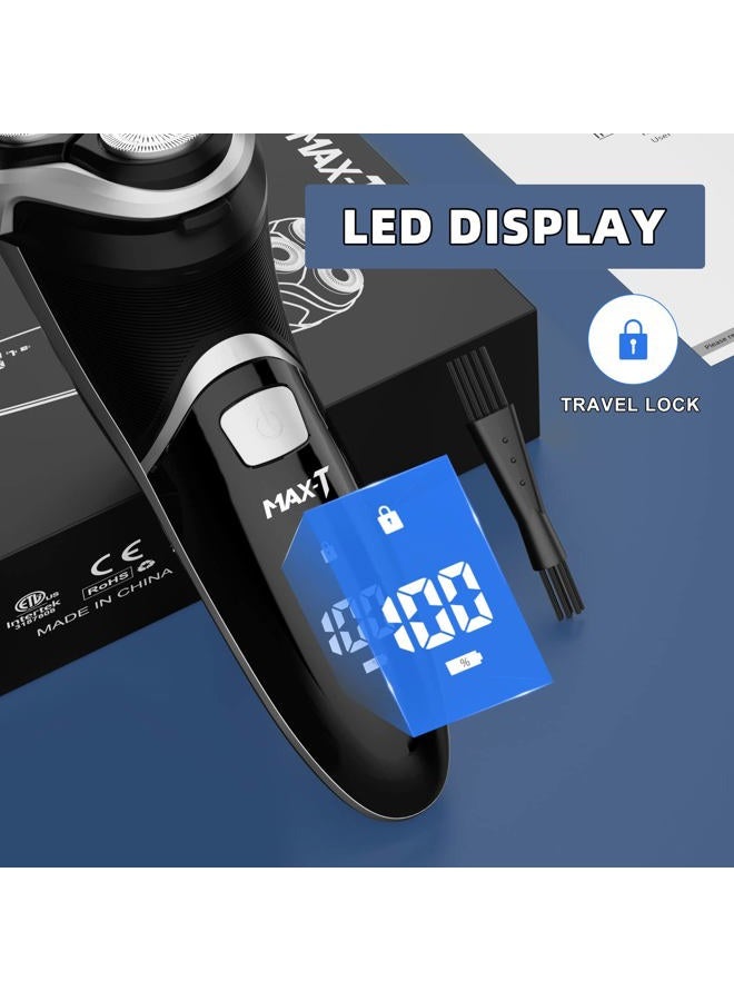 MAX-T Electric Shaver Razor for Men, MAX-T Quick Rechargeable Wet Dry Rotary Shaver with Pop Up Trimmer and LED Display, IPX7 100% Waterproof (8101 with USB Cable) - Image 5