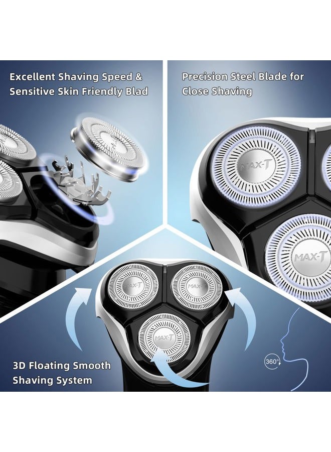 MAX-T Electric Shaver Razor for Men, MAX-T Quick Rechargeable Wet Dry Rotary Shaver with Pop Up Trimmer and LED Display, IPX7 100% Waterproof (8101 with USB Cable) - Image 2