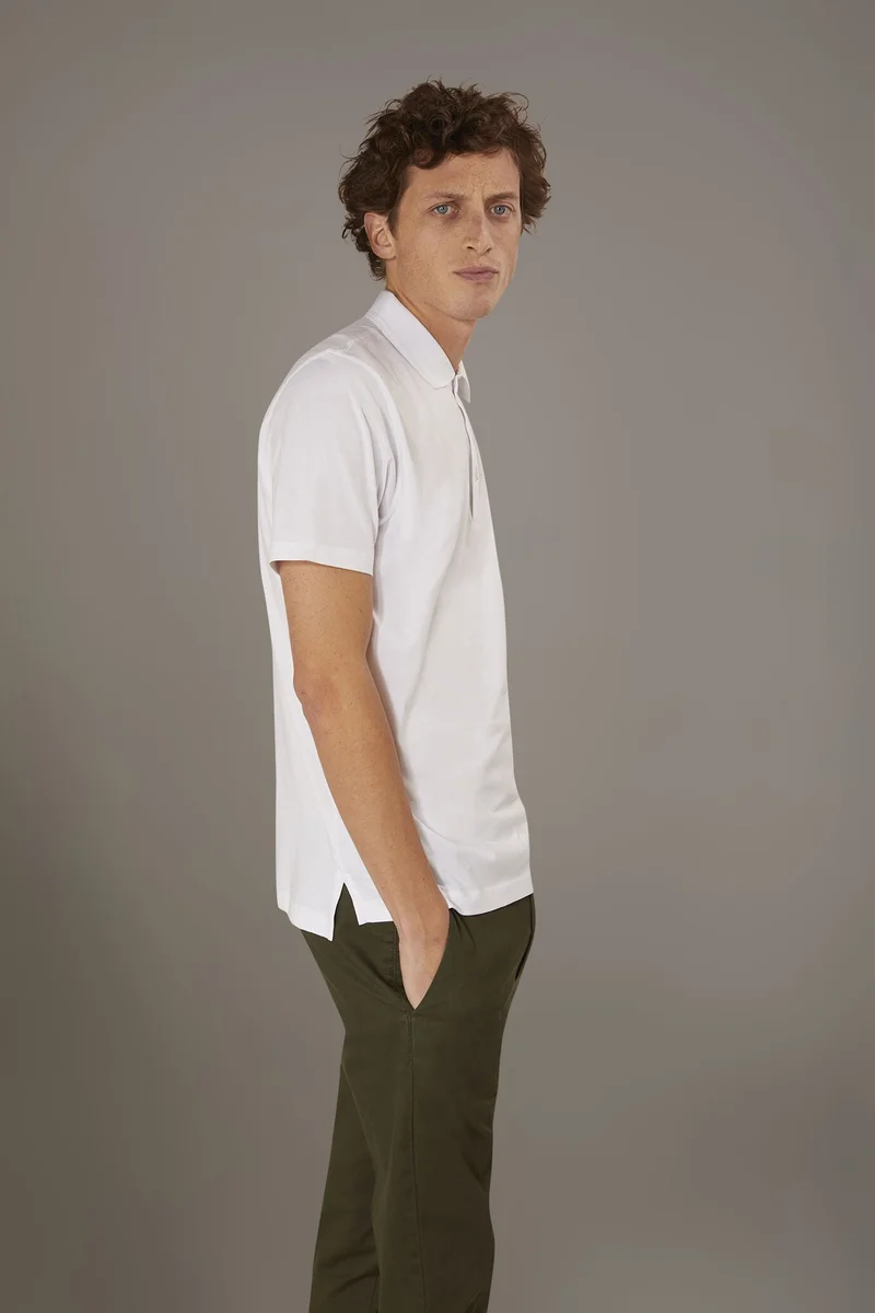 دوبل غانغر Short sleeves polo 100% pure supima cotton - White