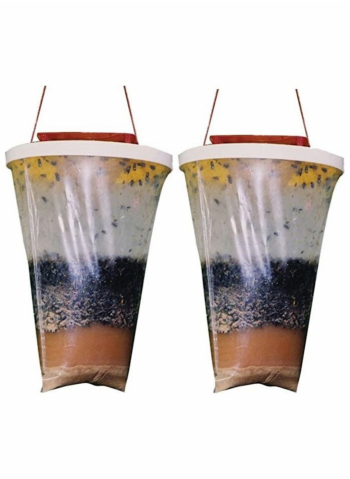 Generic Fly Catcher, 2 Pack FlyTrap Outdoor Hanging Disposable Ranch Fly Trap Catcher Bag with Fly Bait, Fly Killer Repellent for Outdoor Garden, Farm, Horse Barn - Image 1