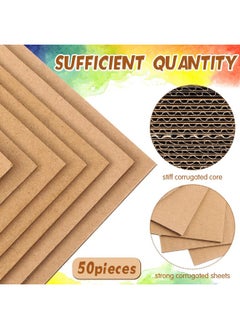 Zonon 50 Pack Corrugated Cardboard Sheets Flat Cardboard Sheets Cardboard Inserts Flat Cardboard Squares Separators For Art Projects Diy Crafts Supplies (Brown 3.5 X 4.5 Inch)  - Image 2