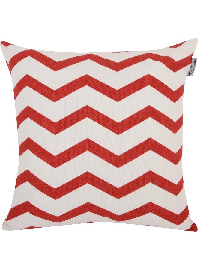 ACCENTHOME Accent Home Cotton Canvas Throw Cushion Cover Printed Both Side For Home Sofa Couch Chair Back Seat4pc pack 18x18 in Color Red - Image 2