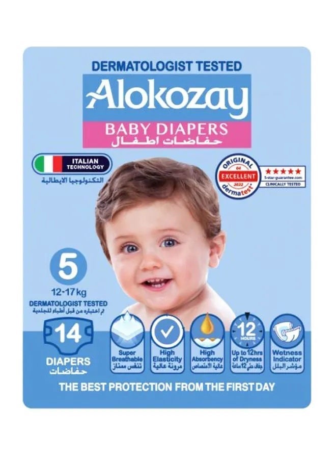 Alokozay Premium Baby Diaper, Size 5, 12-17kg, 14 Pcs, 14'S