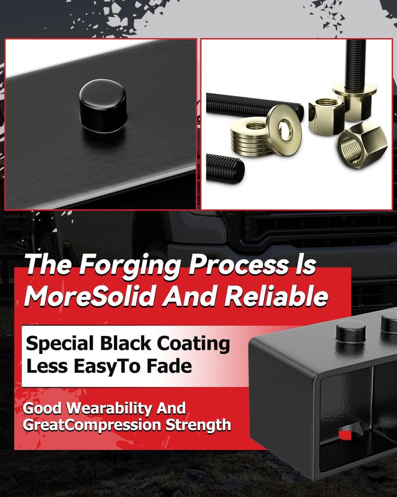 PROEZE 3" Rear Leveling Lift Block Kits for 2004-2020 F150, 3 inch Rear Black Leveling Lift Block Kit Extended Square U-Bolts Compatible with 2004-2020 F150 2WD 4WD - Image 5