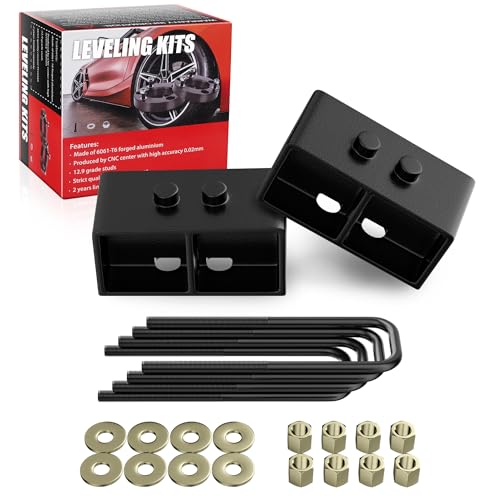 PROEZE 3" Rear Leveling Lift Block Kits for 2004-2020 F150, 3 inch Rear Black Leveling Lift Block Kit Extended Square U-Bolts Compatible with 2004-2020 F150 2WD 4WD - Image 1