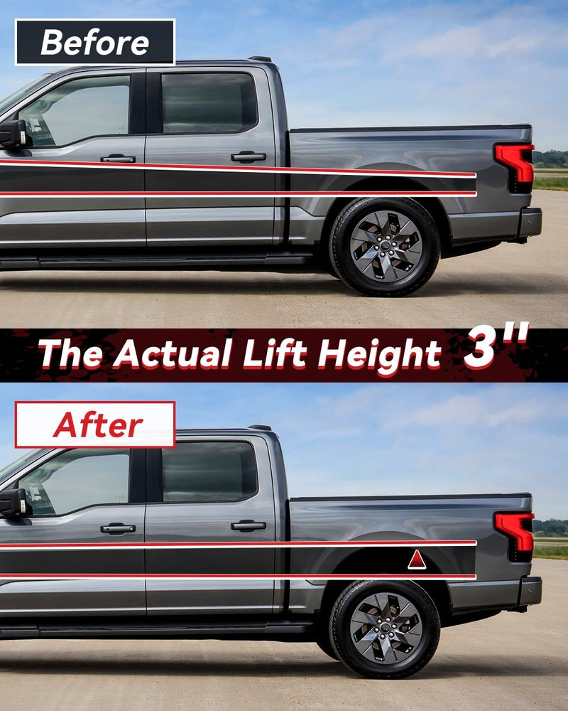 PROEZE 3" Rear Leveling Lift Block Kits for 2004-2020 F150, 3 inch Rear Black Leveling Lift Block Kit Extended Square U-Bolts Compatible with 2004-2020 F150 2WD 4WD - Image 3