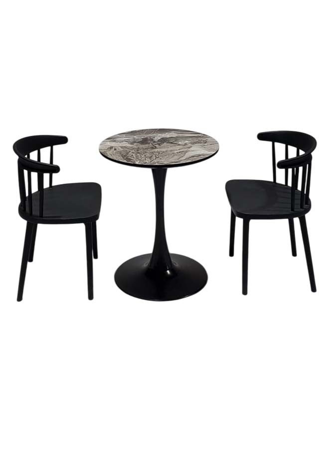 3-Pieces Classic Round Table With 2 Chairs Set