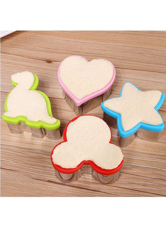 LENND Stainless Steel Sandwiches Cutter set, Mickey Mouse & Dinosaur & Heart & Star Shapes Sandwich Cutters Cookie Cutters Vegetable cutters-Food Grade Cookie Cutter Mold for Kids  - Image 3
