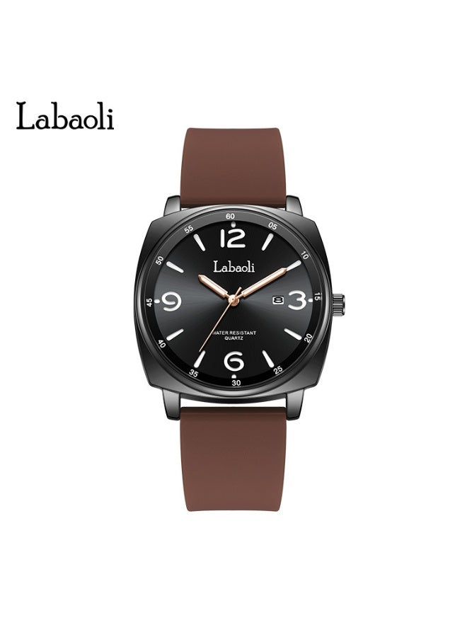 New Arrival Square Women Quartz Watch Soft Silicone Strap Large Number Dial Date Display Waterproof Wristwatch