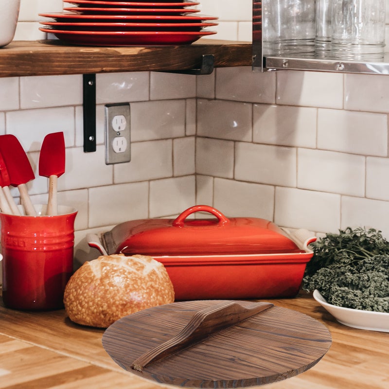 Splatter Screen for Cooking, Wooden Wok Lid with Ergonomic Handle, Prevents Oil Splashing - Image 3